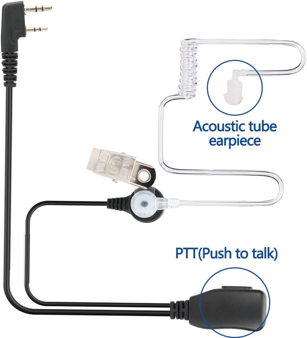 Baofeng Air Acoustic Tube Earphone 2 Pin Headset Mic for Walkie Talkie (Pack OF-10)