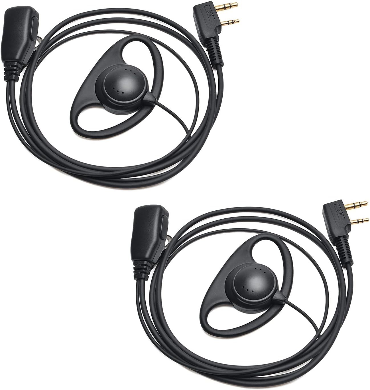 Baofeng D Type Earphone 2 Pin Headset Mic for Walkie Talkie (Pack OF-2)