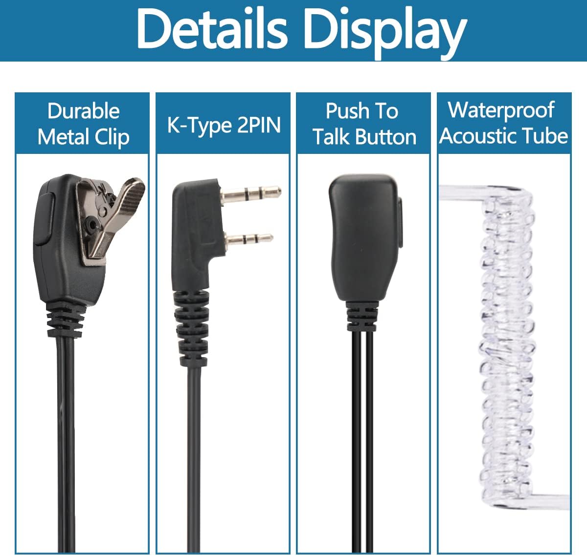 Baofeng Air Acoustic Tube Earphone 2 Pin Headset Mic for Walkie Talkie ( Pack OF-2)