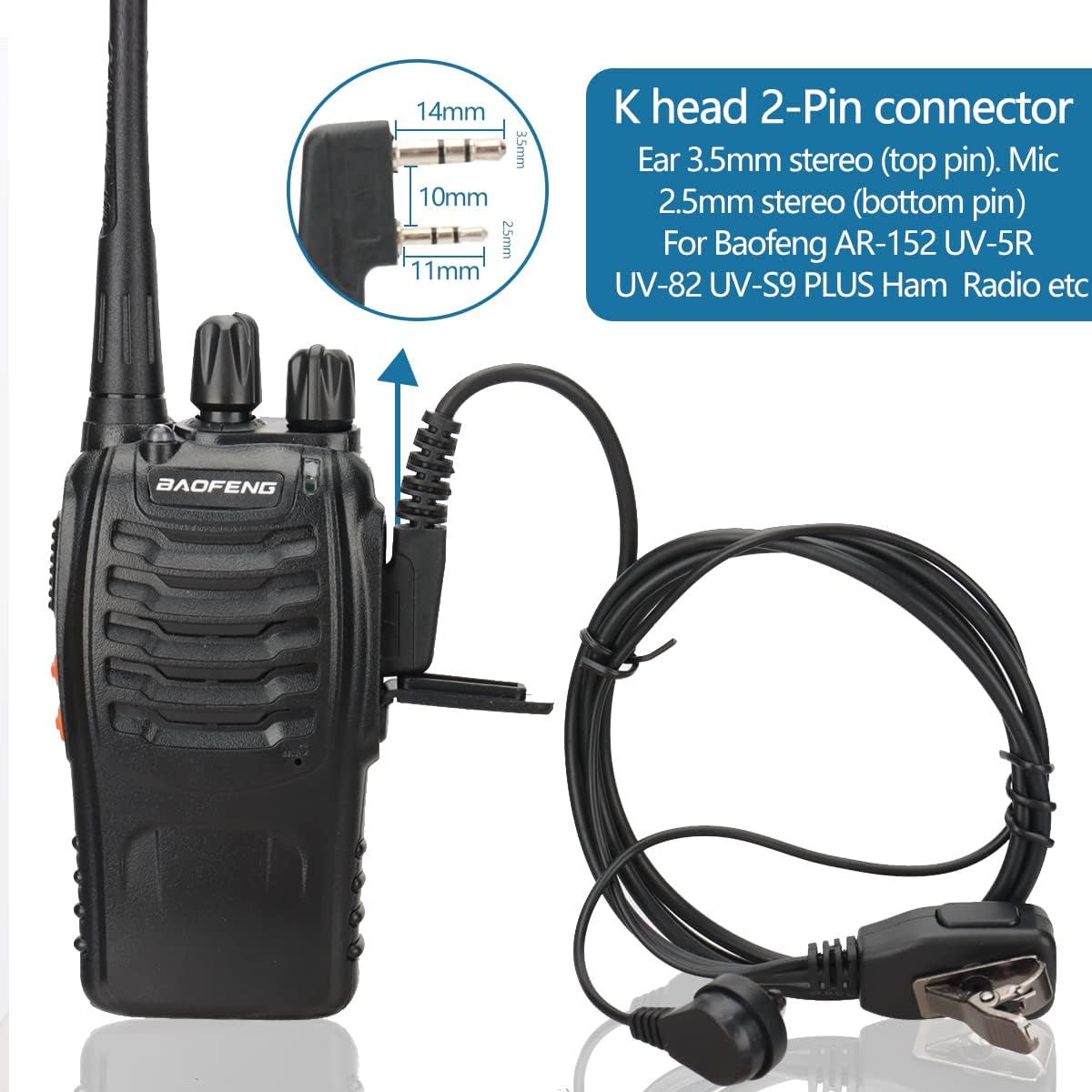 Baofeng Air Acoustic Tube Earphone 2 Pin Headset Mic for Walkie Talkie (Pack OF-1)