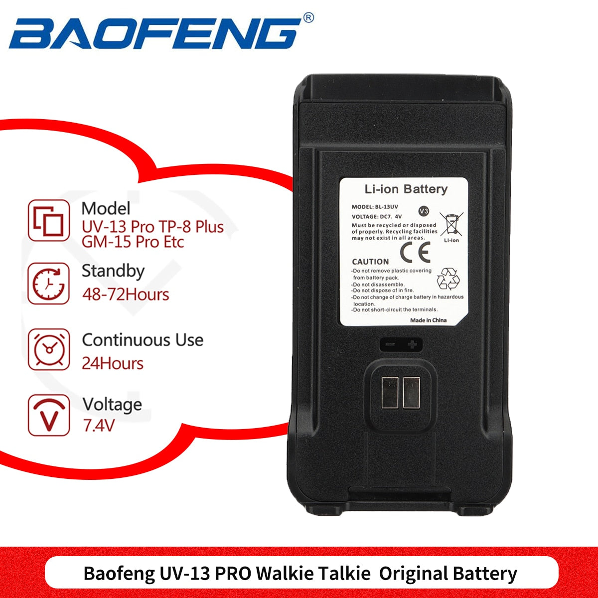 Baofeng Walkie Talkie UV-13 Pro Battery ( Pack OF-1) 1500MAH