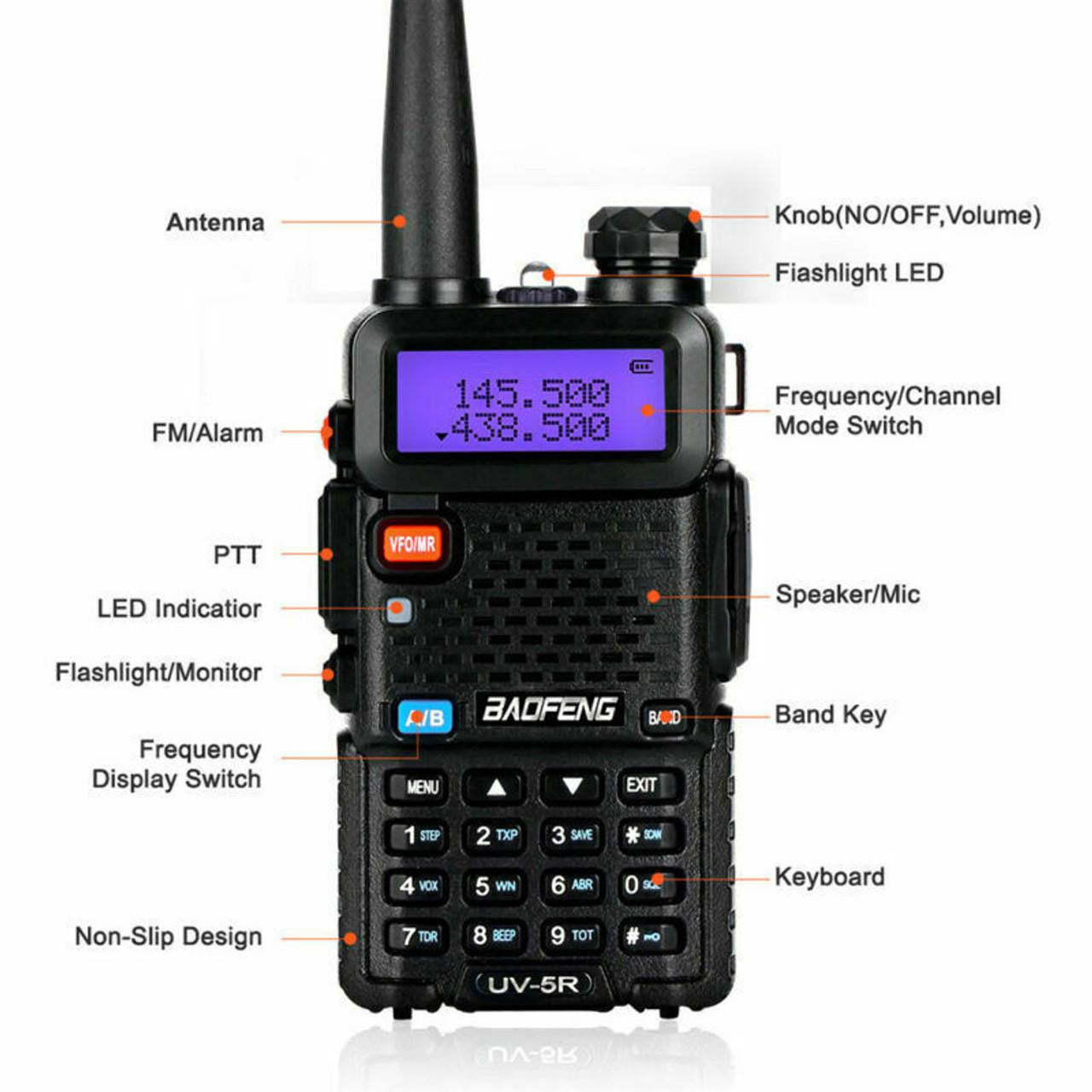 BAOFENG UV-5R Walkie Talkie Pack of 2 with Earphone
