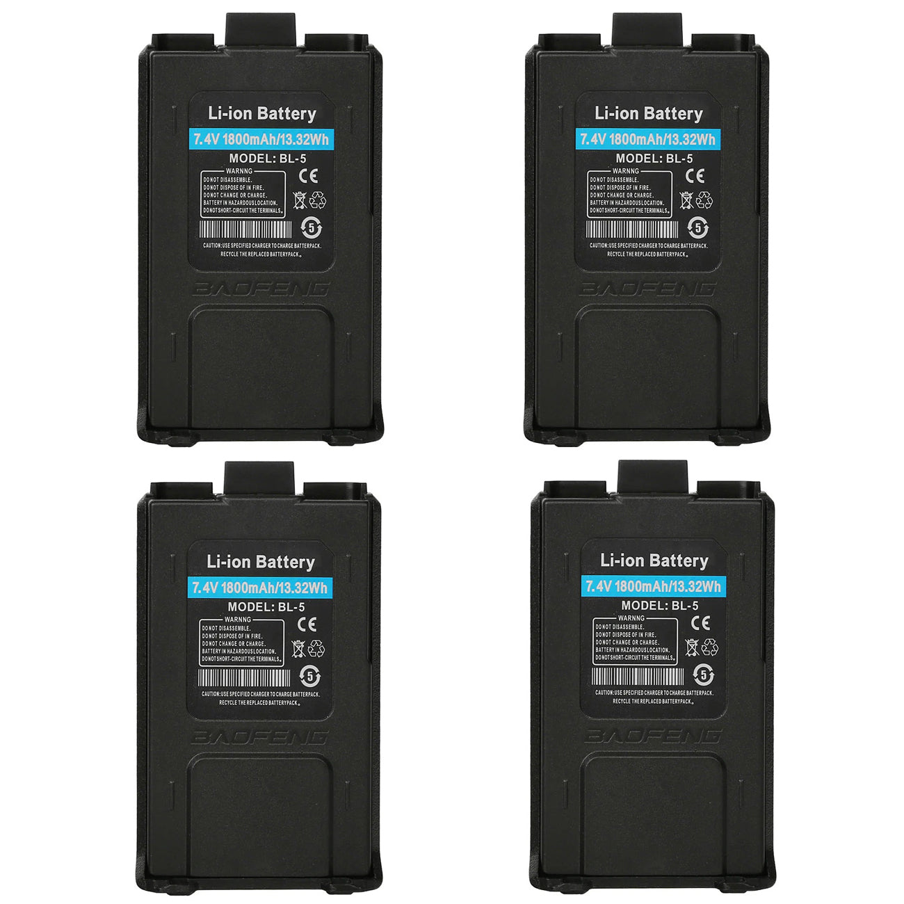 Baofeng Walkie Talkie UV-5R Battery ( Pack OF-4) 1800 MAH