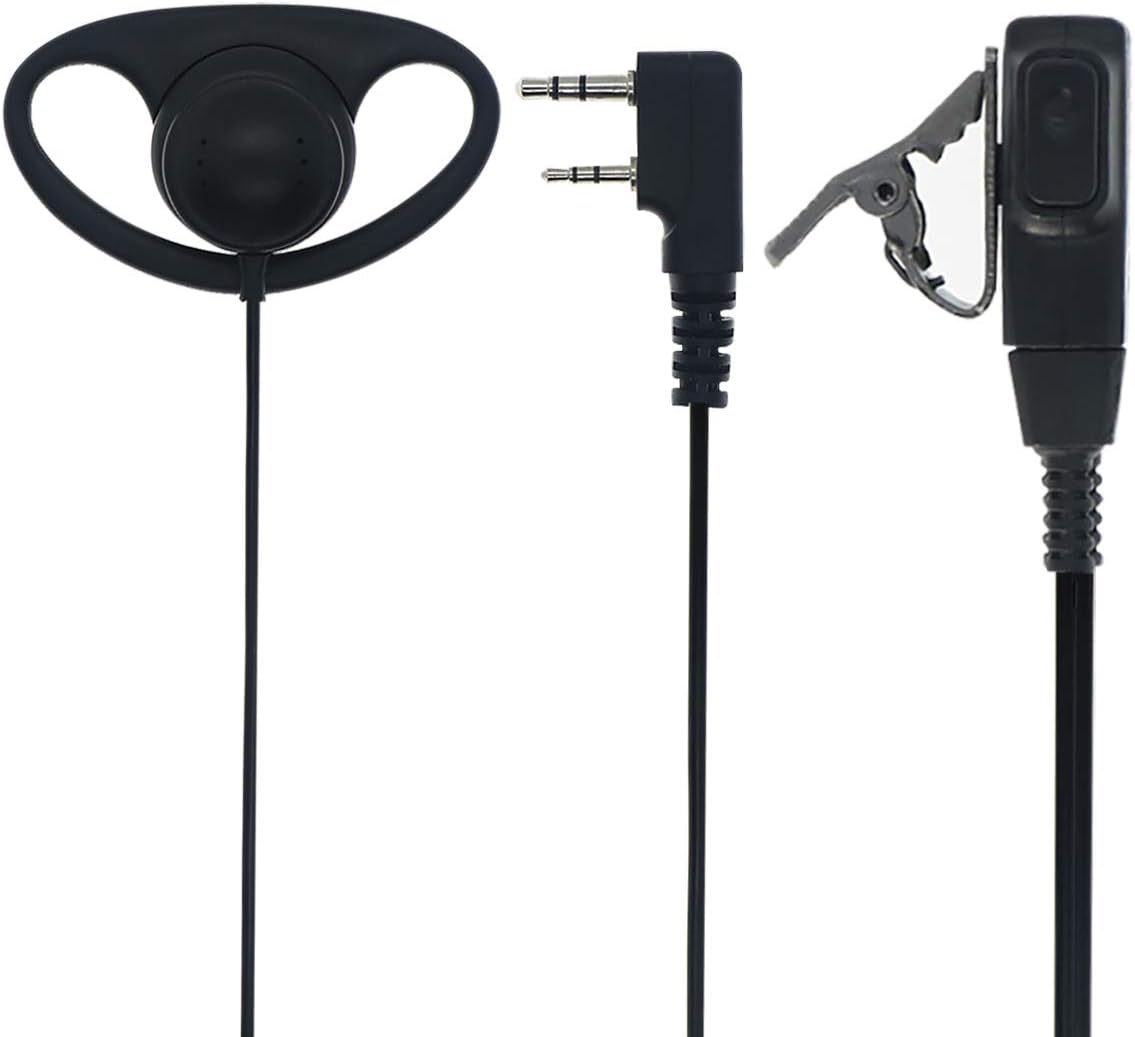 Baofeng D Type Earphone 2 Pin Headset Mic for Walkie Talkie (Pack OF-5)