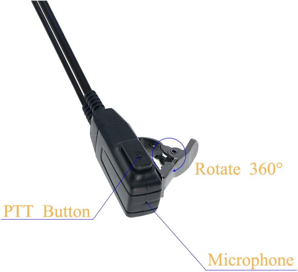 Baofeng D Type Earphone 2 Pin Headset Mic for Walkie Talkie (Pack OF-5)