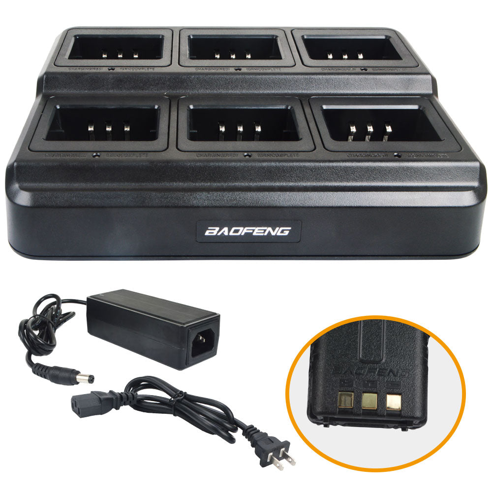 BAOFENG UV-5R Walkie Talkie 6 Way Charger Set Pack of 1