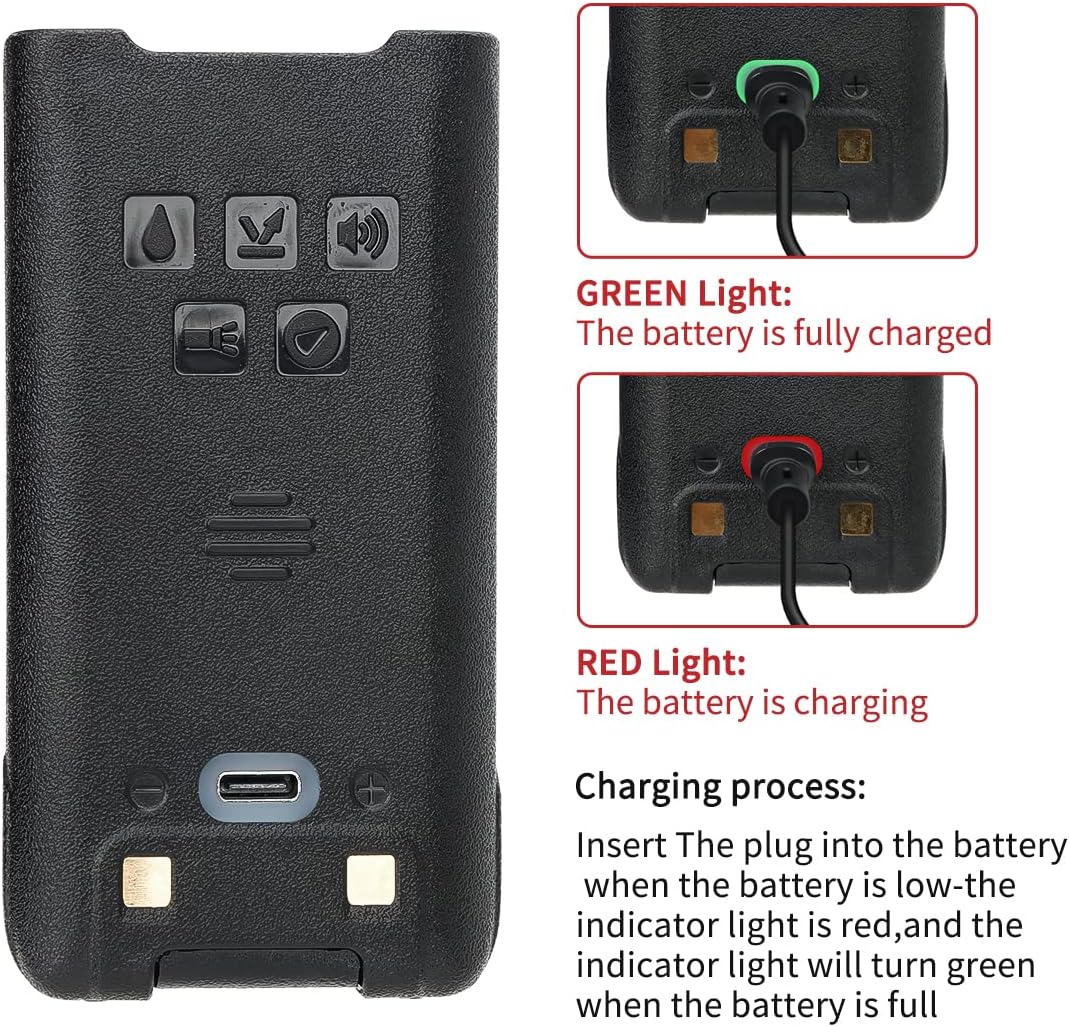 Baofeng UV-9R Plus Walkie Talkie Battery Type C Charging Pack of 1