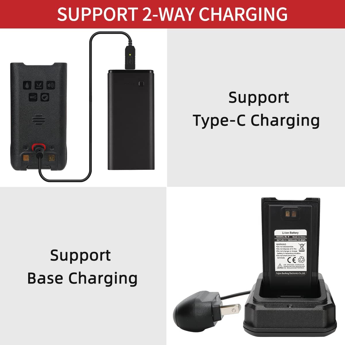 Baofeng Walkie Talkie UV-9R Battery ( Pack OF-4) 2500MAH